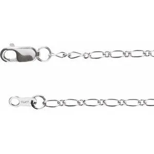 14K White 1.5 mm Figaro 20" Chain