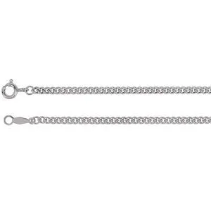 14K White 2.25 mm Solid Curb Link 24" Chain