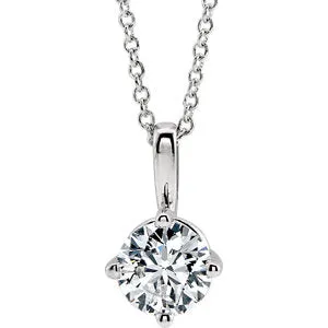 14K White 3/4 CT Diamond Solitaire 16-18" Necklace