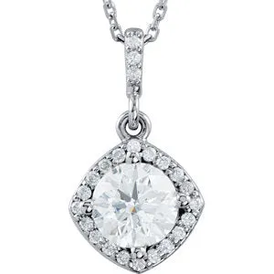 14K White 3/8 CTW Diamond Halo-Style 18" Necklace