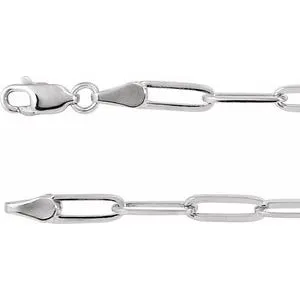 14K White 3.85 mm Paperclip-Style 18" Chain