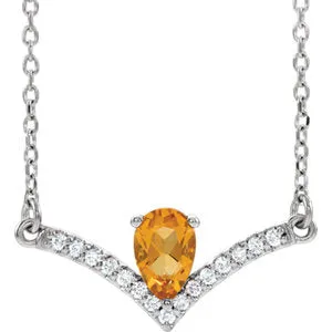 14K White Citrine & .08 CTW Diamond 18" Necklace