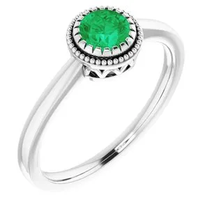 14K White Emerald "May" Birthstone Ring