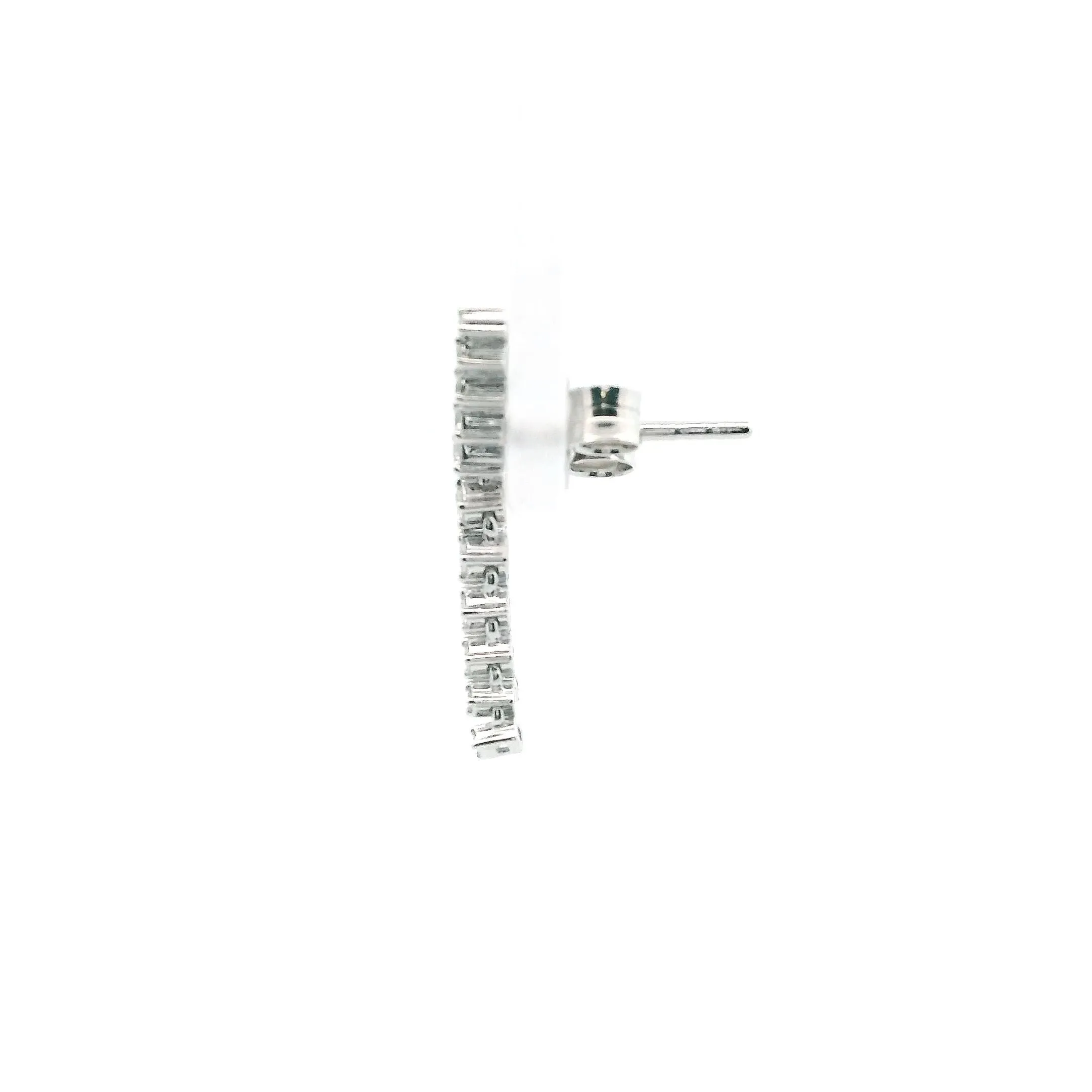 14K White Gold 0.23cttw. Diamond Curved Dangle Earrings