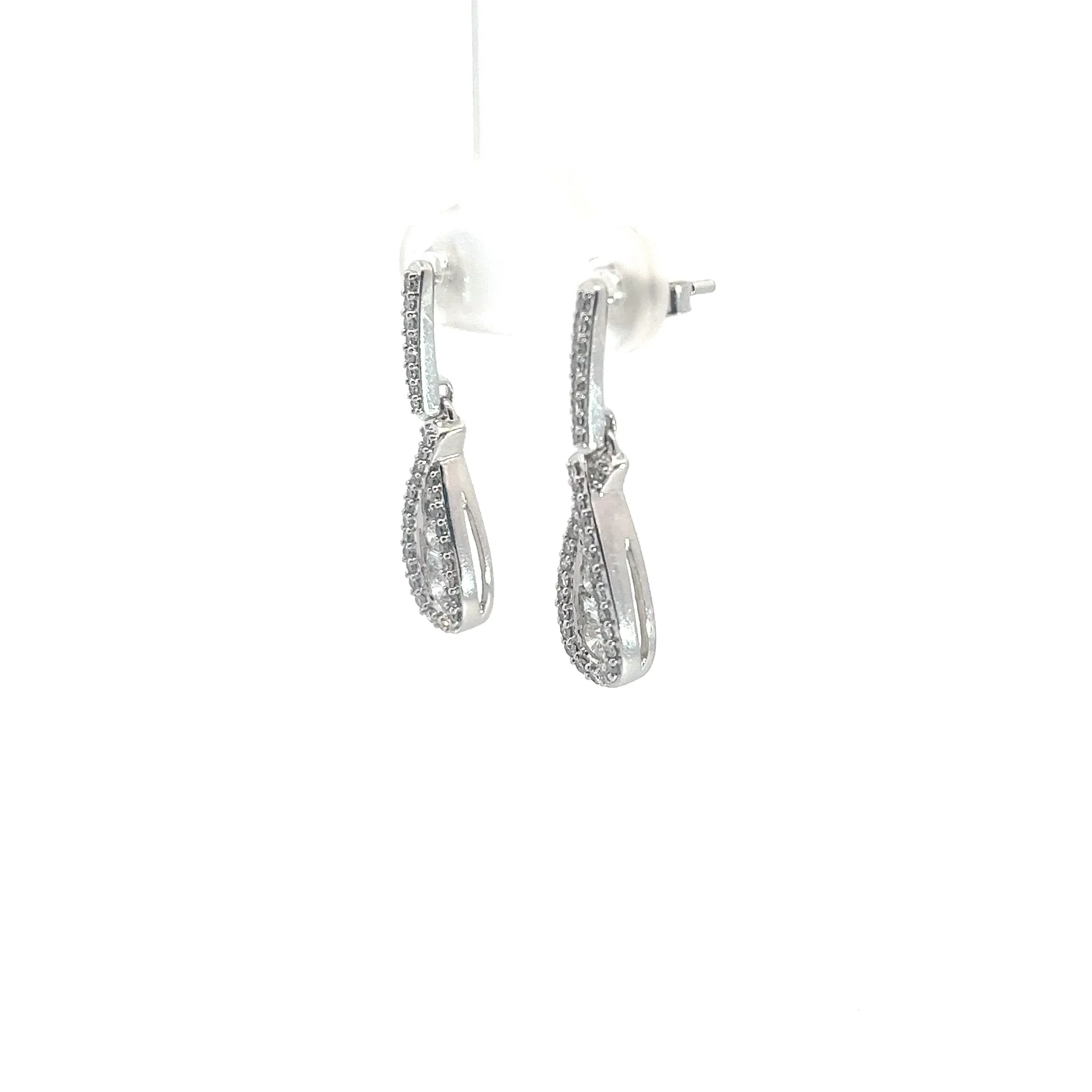 14k White Gold 1ct Total Diamond Weight G VS2 Tear Drop Diamond Earrings