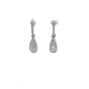 14k White Gold 1ct Total Diamond Weight G VS2 Tear Drop Diamond Earrings