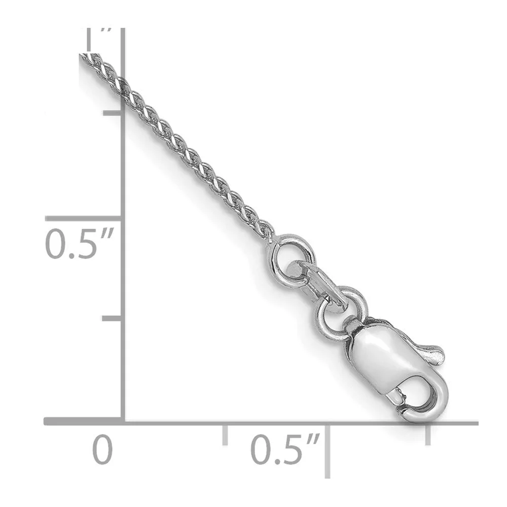 14K White Gold 1mm D/C Spiga Chain Anklet
