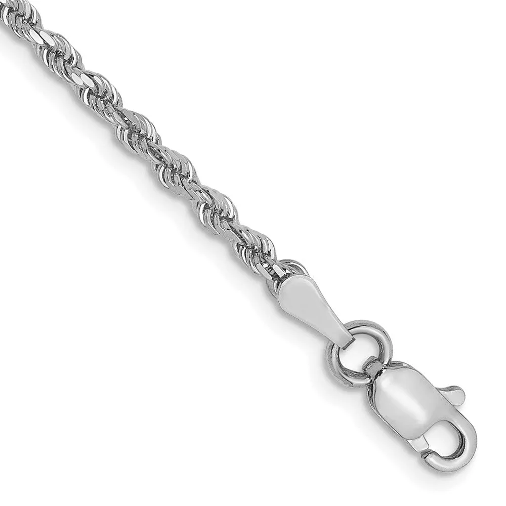 14K White Gold 2mm Diamond-Cut Rope Chain