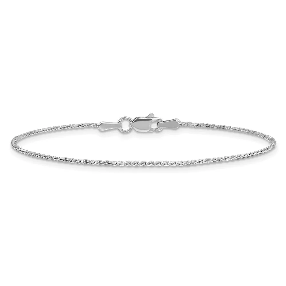 14K White Gold 9 inch 1.2mm Parisian Wheat with Lobster Clasp Anklet