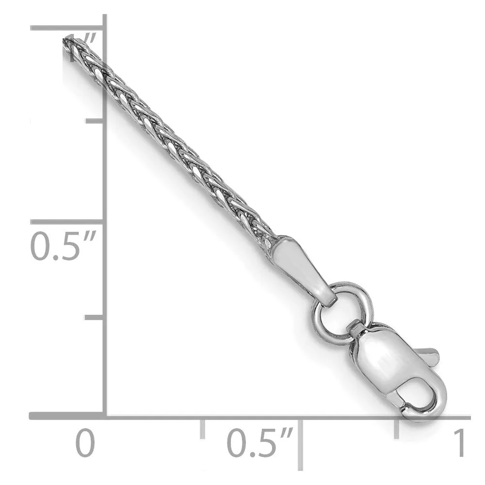 14K White Gold 9 inch 1.5mm Diamond-cut Parisian Wheat with Lobster Clasp Anklet