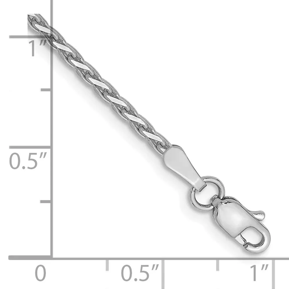 14K White Gold 9 inch 1.9mm Diamond-cut Parisian Wheat with Lobster Clasp Anklet