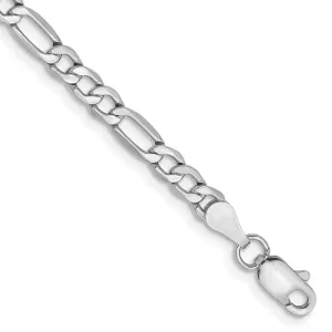 14K White Gold 9 inch 3.5mm Semi-Solid Figaro with Lobster Clasp Chain