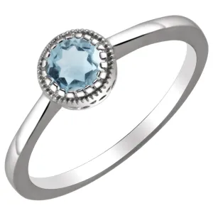 14k White Gold Aquamarine "March" Birthstone Ring, Size 7