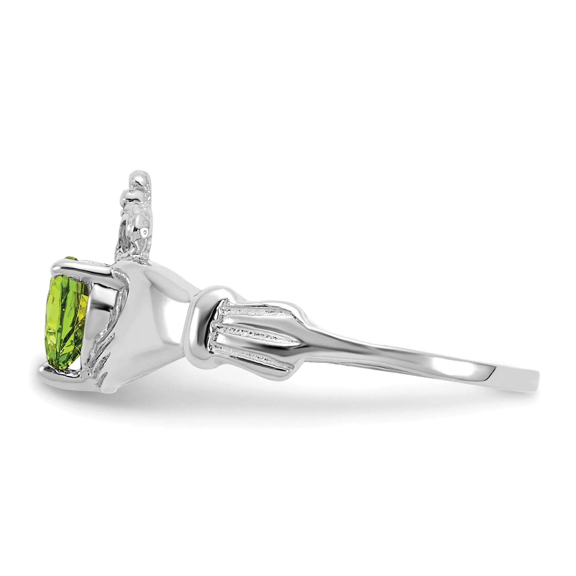 14k White Gold Birthstone Claddagh Heart Ring