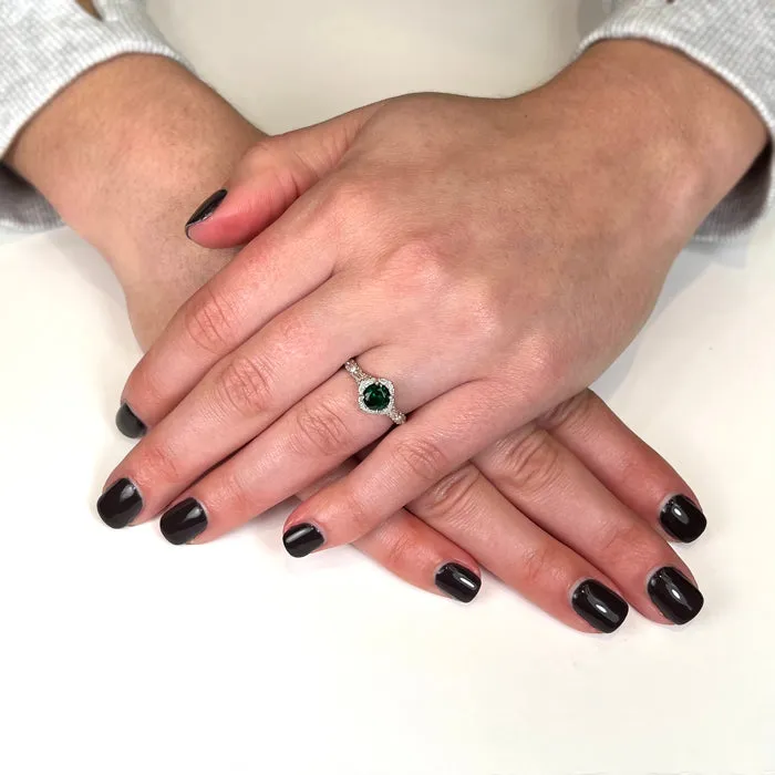 14K White Gold Chrome Tourmaline and Diamond Ring .99 Carats