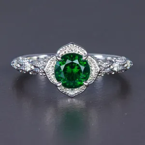 14K White Gold Chrome Tourmaline and Diamond Ring .99 Carats