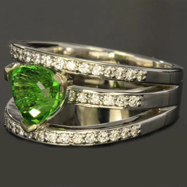 14K White Gold Chrome Tourmaline Ring 1.87 Carat