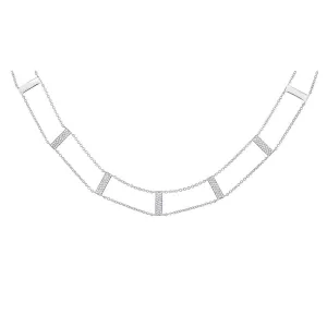 14k White Gold Classy Diamond Ladder Necklace - 0.33ct V0041