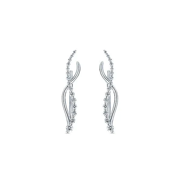 14k White Gold Comets Earcuffs