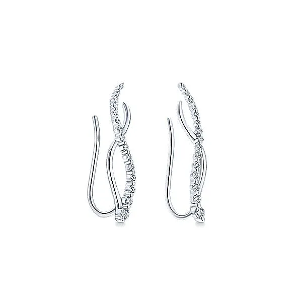 14k White Gold Comets Earcuffs