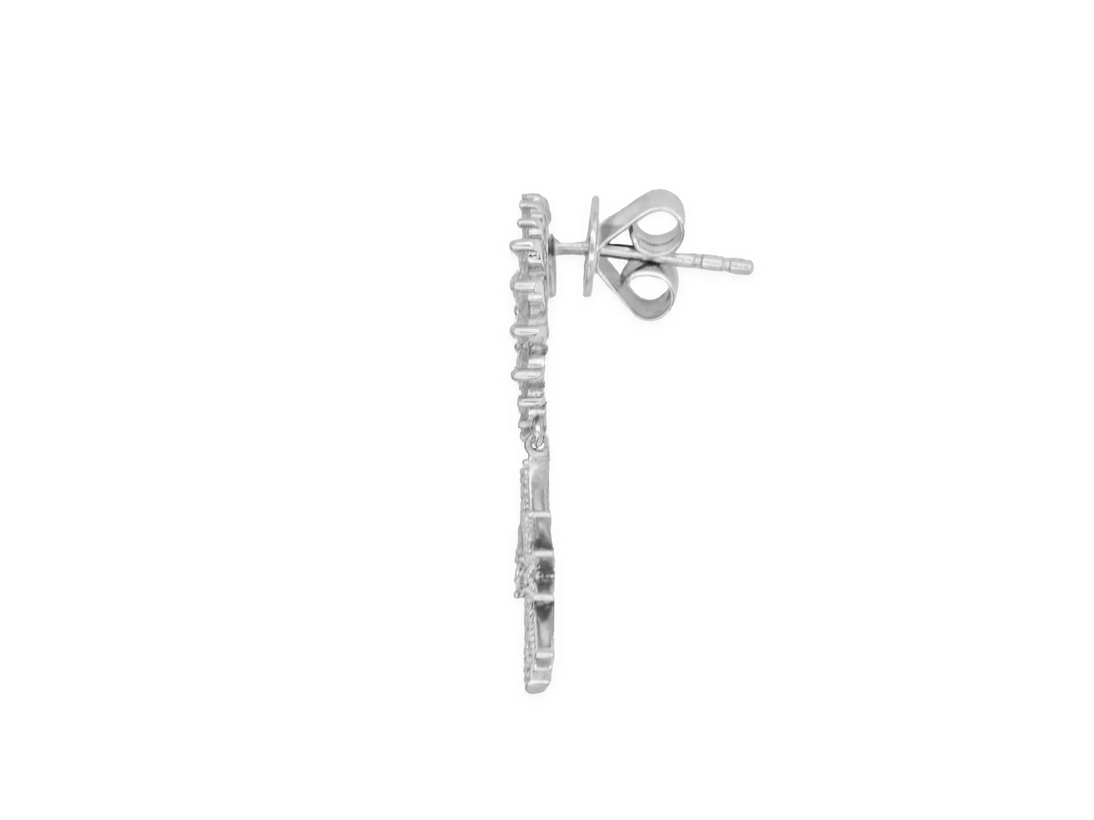 14k White Gold Diamond Celestial Moon and Star Earrings