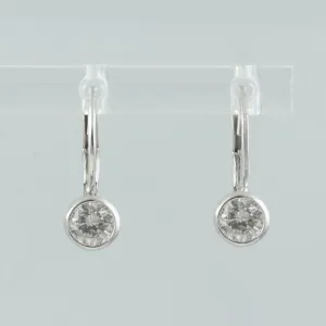 14k White Gold Diamond Dangle Drop Leverback Earrings 1.02ctw H VS2 1.8g