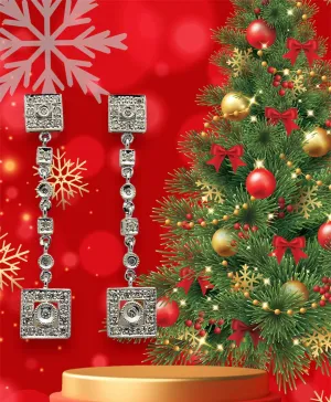 14k White Gold Diamond Drop Earrings