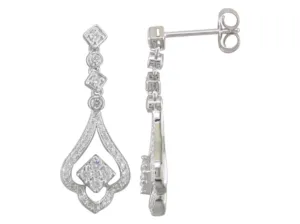 14K White Gold Diamond Drop Stud Earring