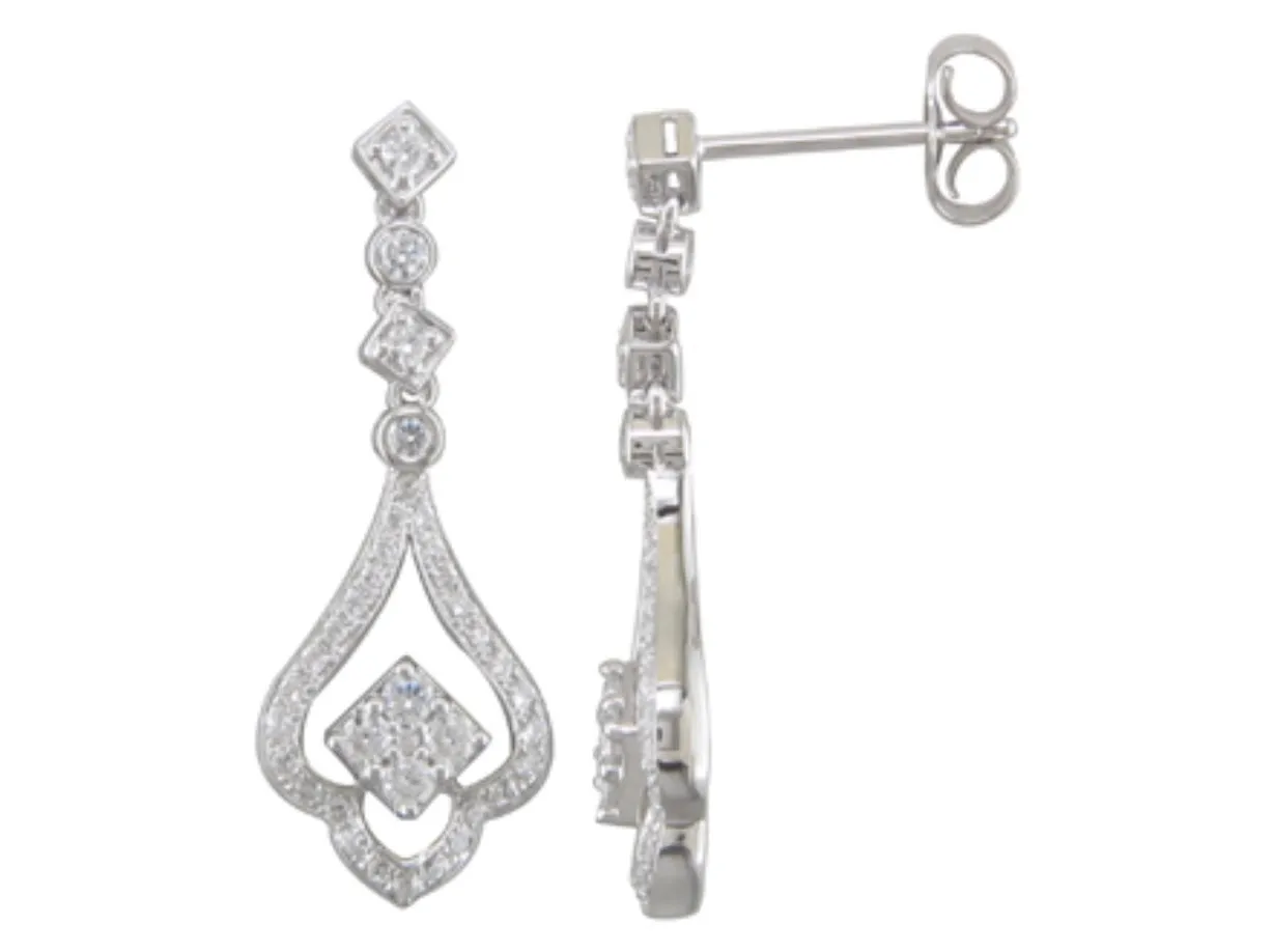 14K White Gold Diamond Drop Stud Earring
