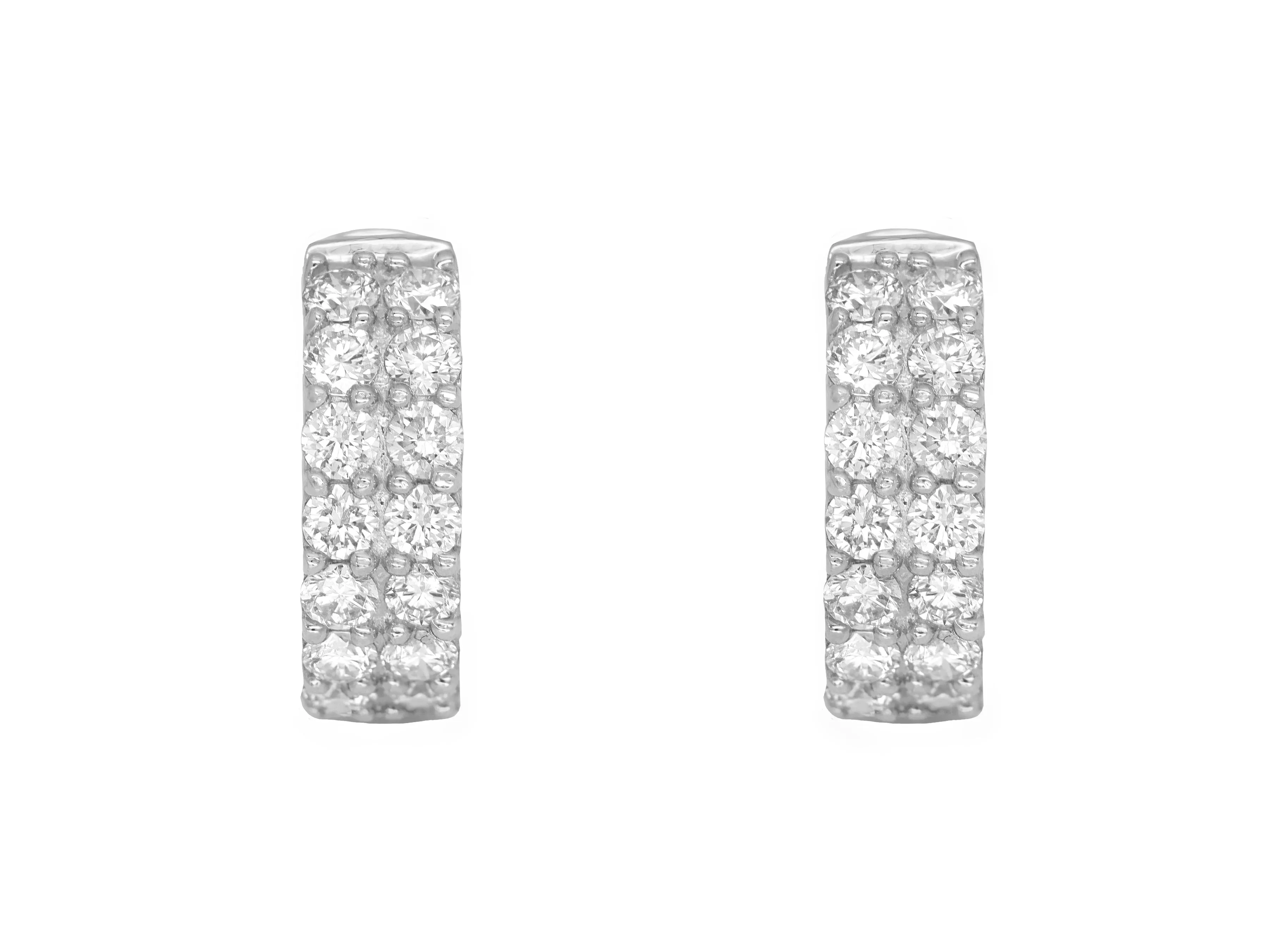 14k White Gold Diamond Huggie Earrings
