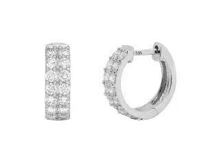 14k White Gold Diamond Huggie Earrings