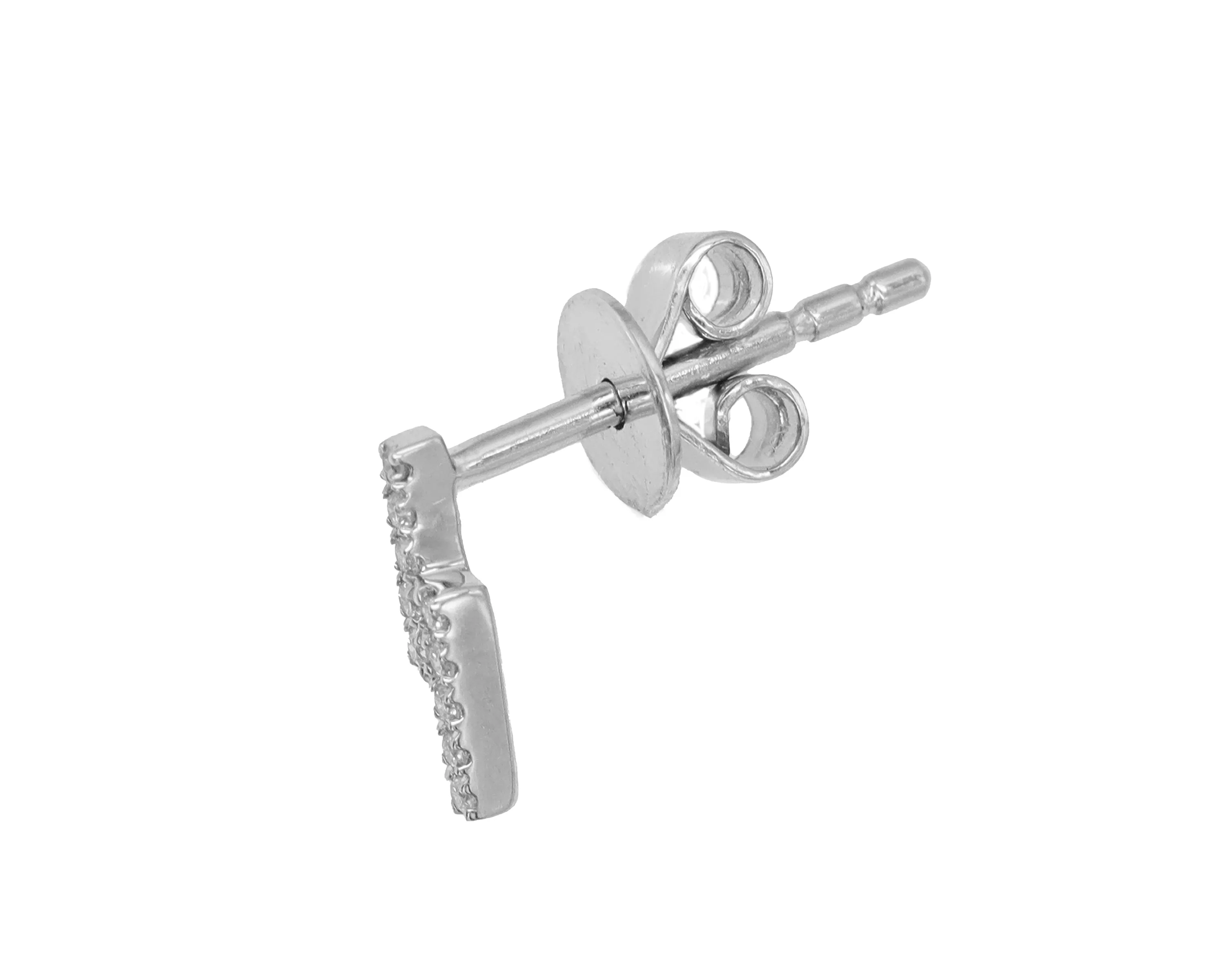 14k White Gold Diamond Lightning Bolt Earrings