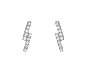 14k White Gold Diamond Lightning Bolt Earrings