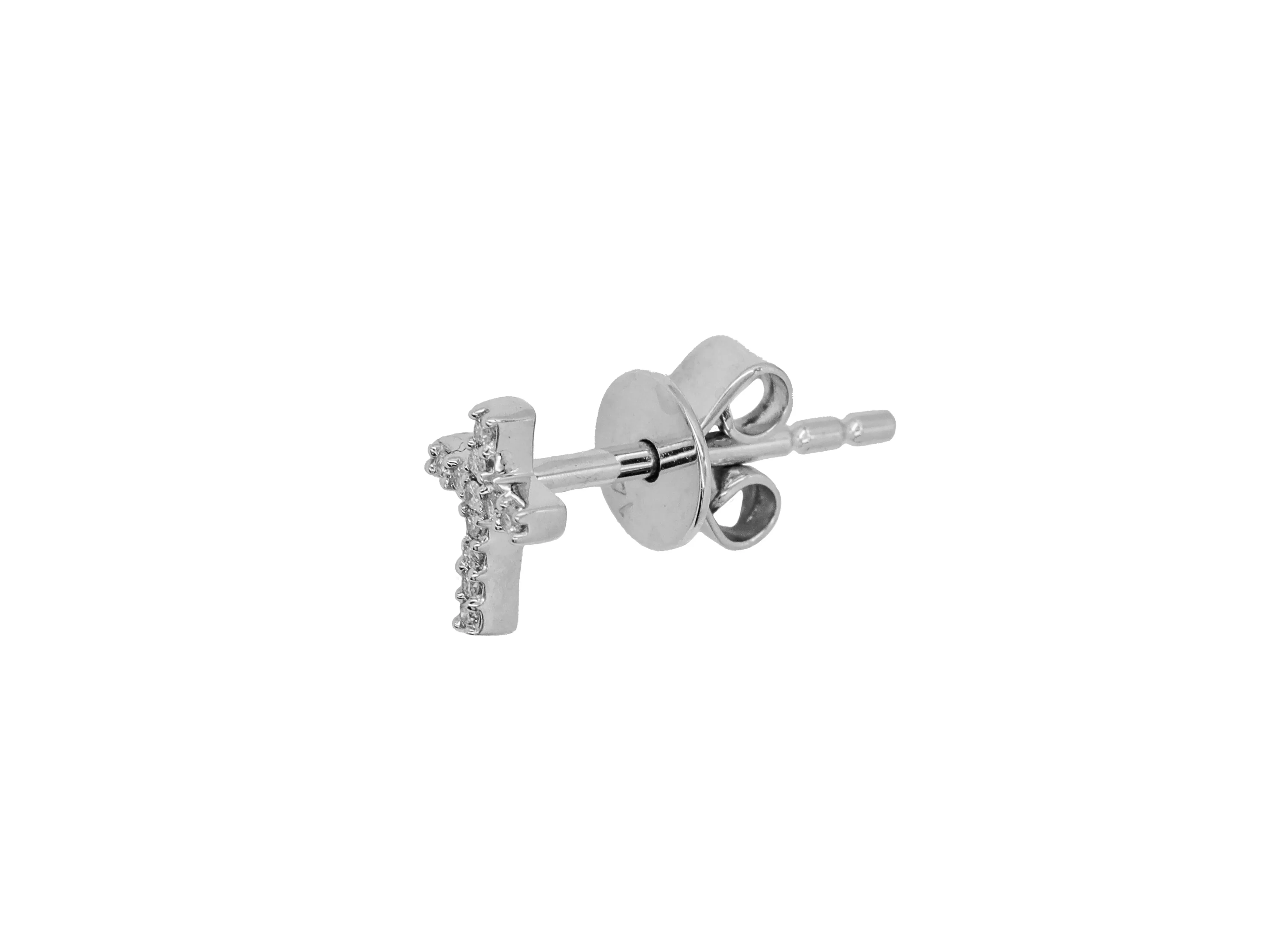 14k White Gold Diamond Mini Cross Earrings