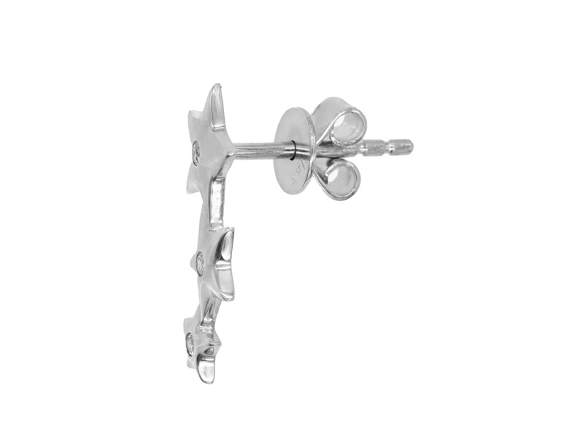 14k White Gold Diamond Star Crawler Earrings