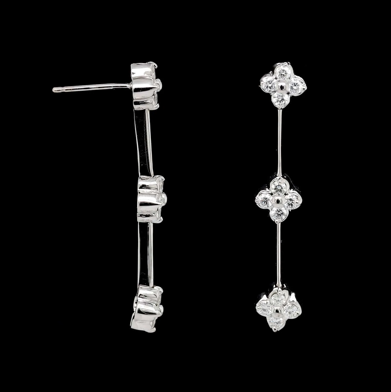 14K White Gold Estate Diamond Earrings