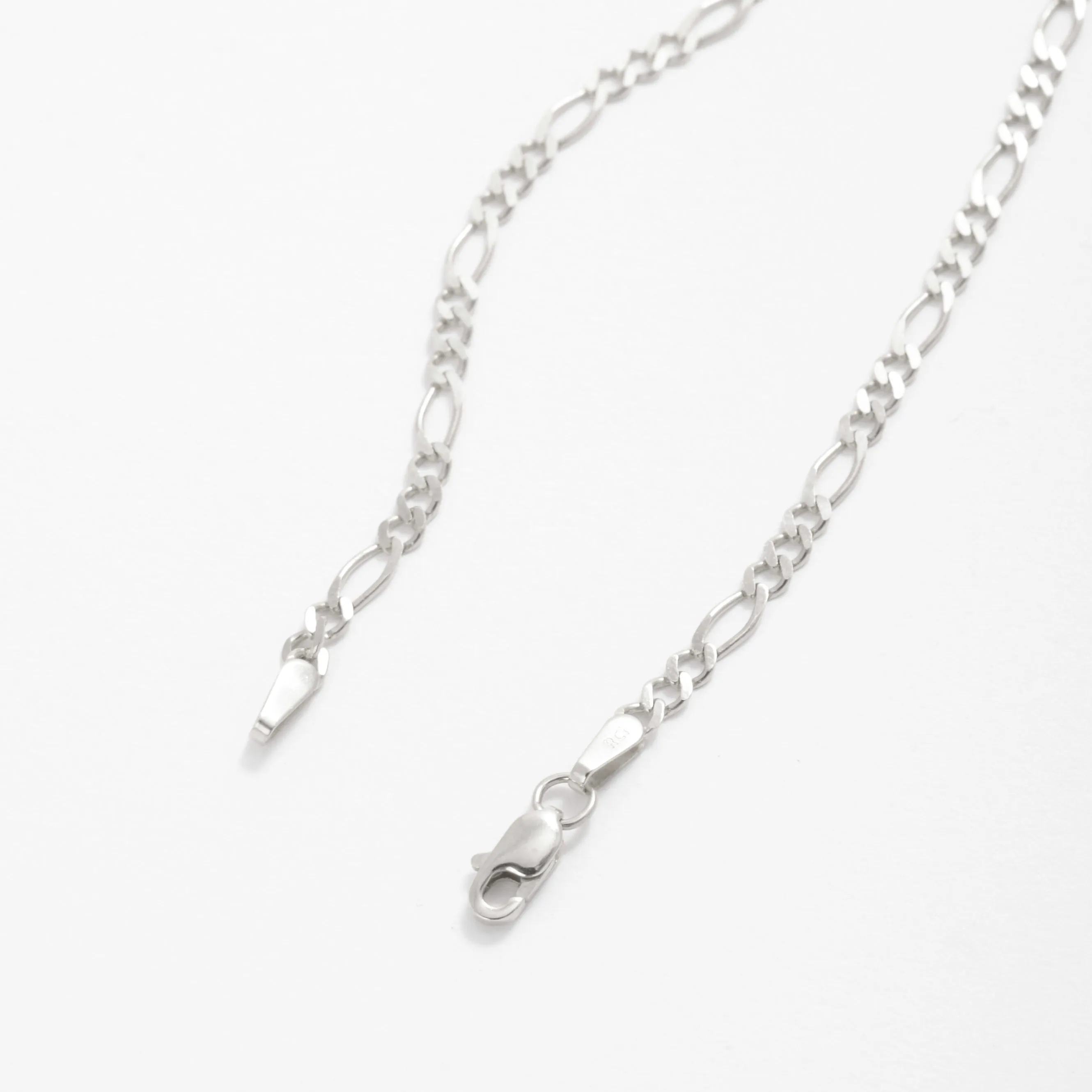 14K White Gold Figaro Anklet
