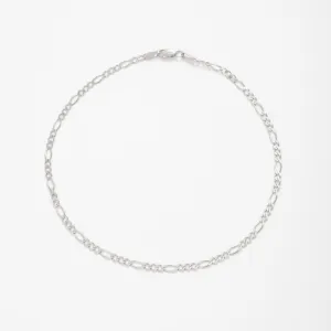 14K White Gold Figaro Anklet