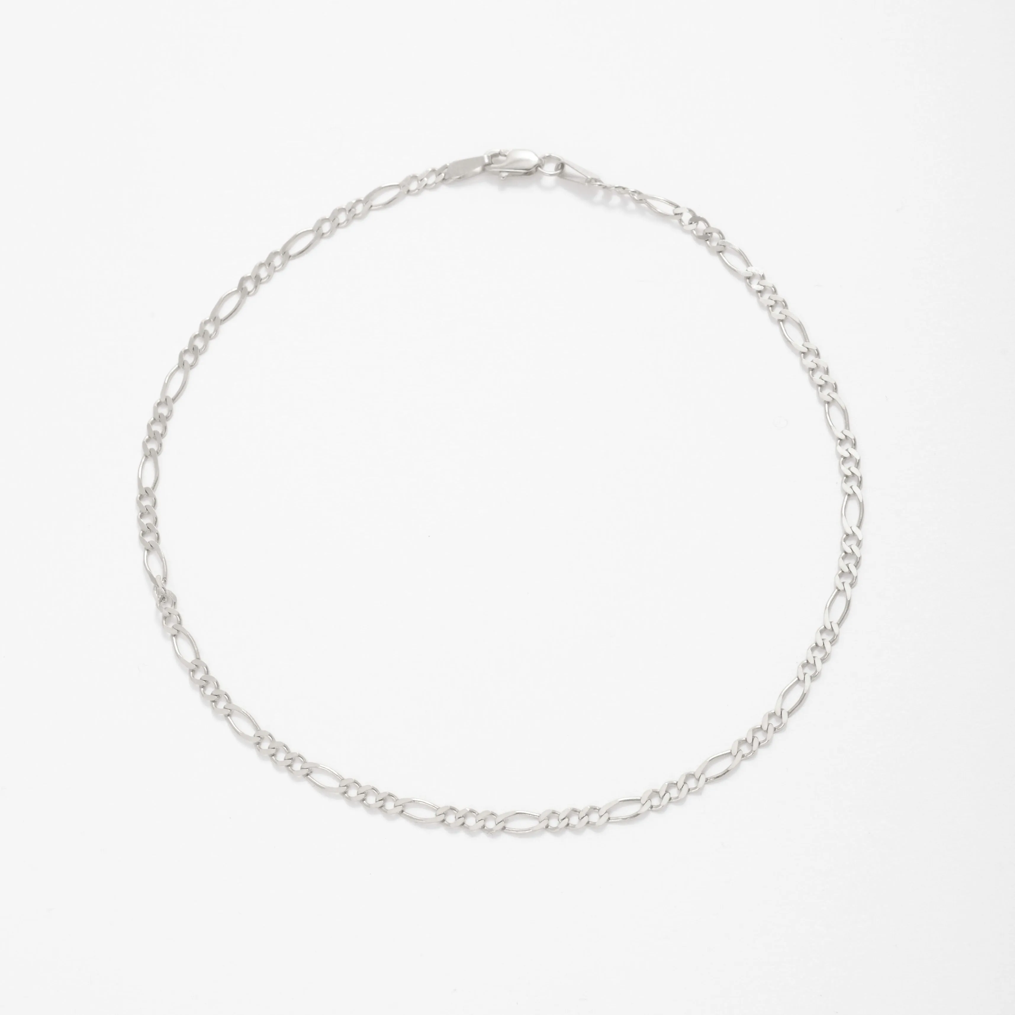 14K White Gold Figaro Anklet
