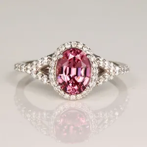 14K White Gold Oval Mahenge Malaia Garnet and Diamond Ring 1.91cts