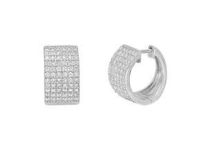 14k White Gold Pave Diamond Huggie Earrings