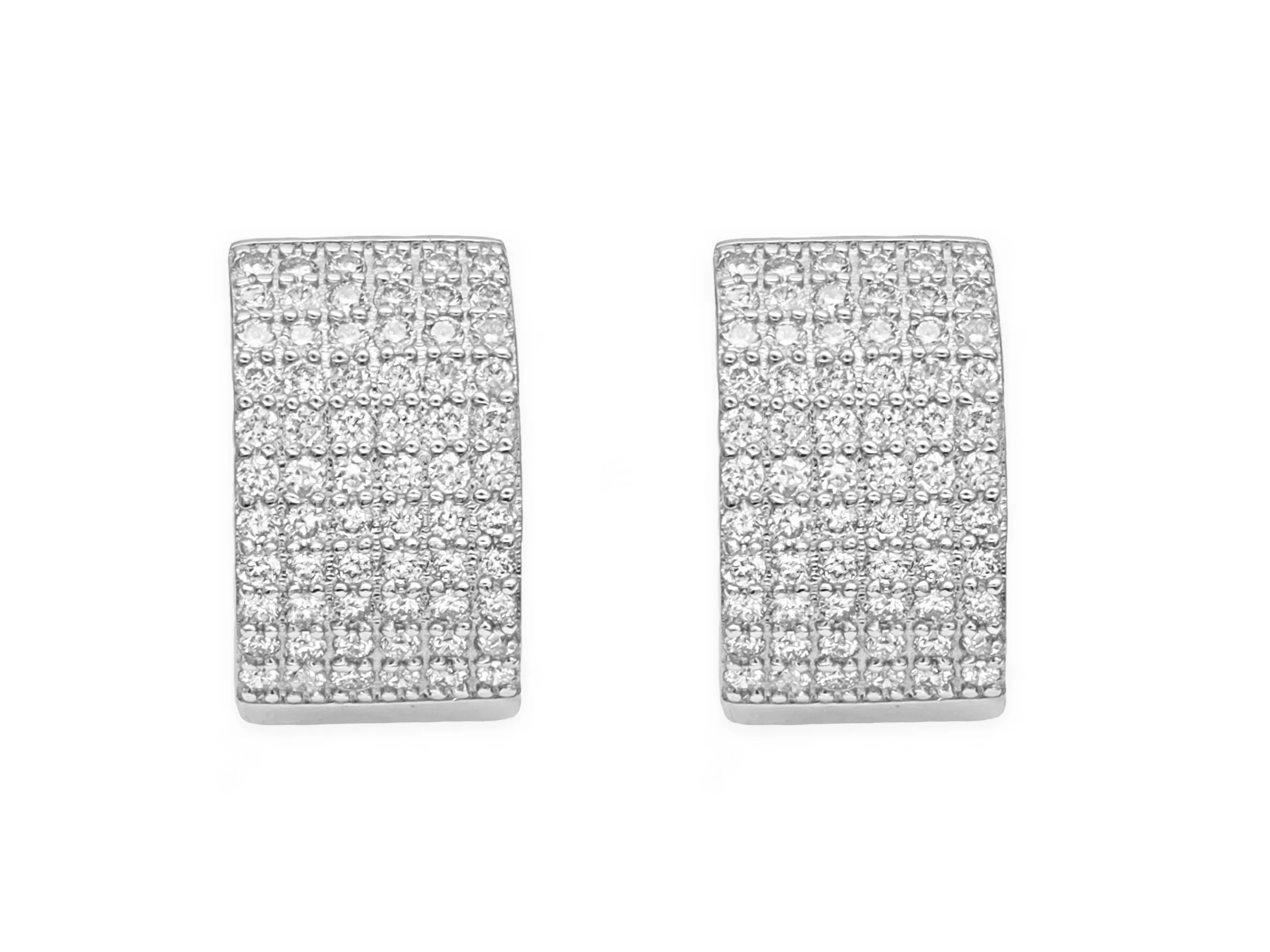 14k White Gold Pave Diamond Huggie Earrings