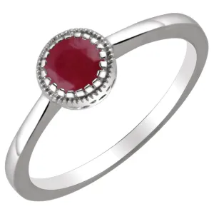 14k White Gold Ruby "July" Birthstone Ring, Size 7