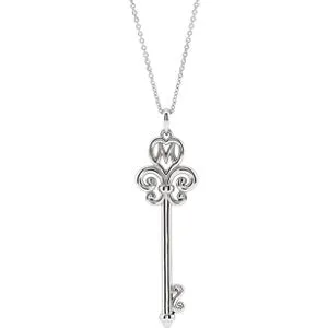 14K White Mother's Key® 16-18" Necklace