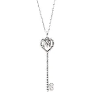 14K White Mother's Key® 16-18" Necklace