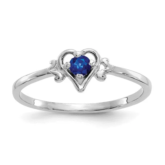 14K White or Yellow Gold Petite Heart Birthstone Rings