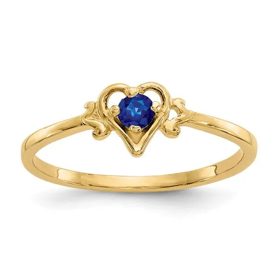 14K White or Yellow Gold Petite Heart Birthstone Rings