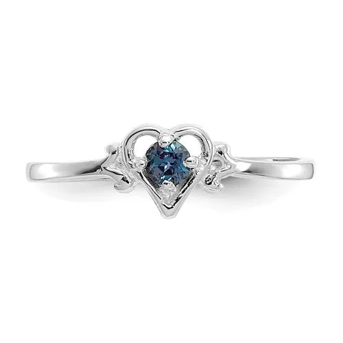 14K White or Yellow Gold Petite Heart Birthstone Rings