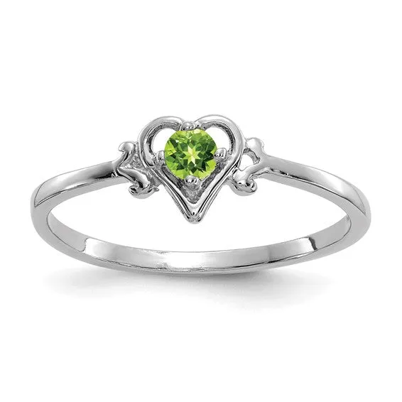 14K White or Yellow Gold Petite Heart Birthstone Rings