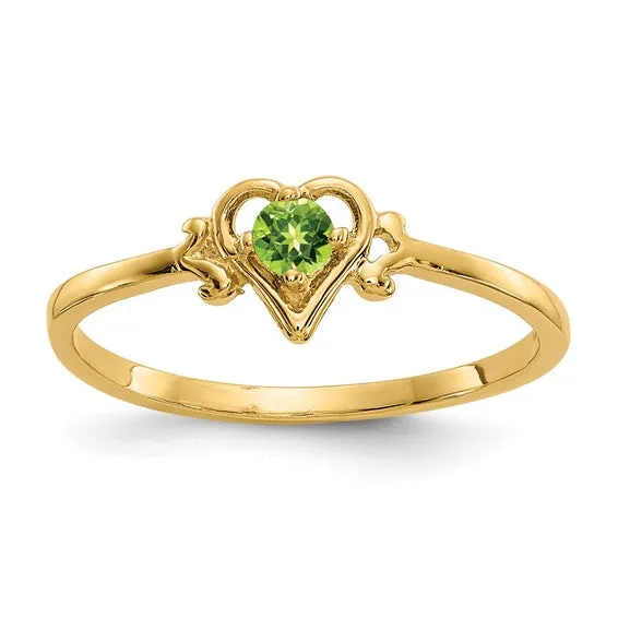14K White or Yellow Gold Petite Heart Birthstone Rings